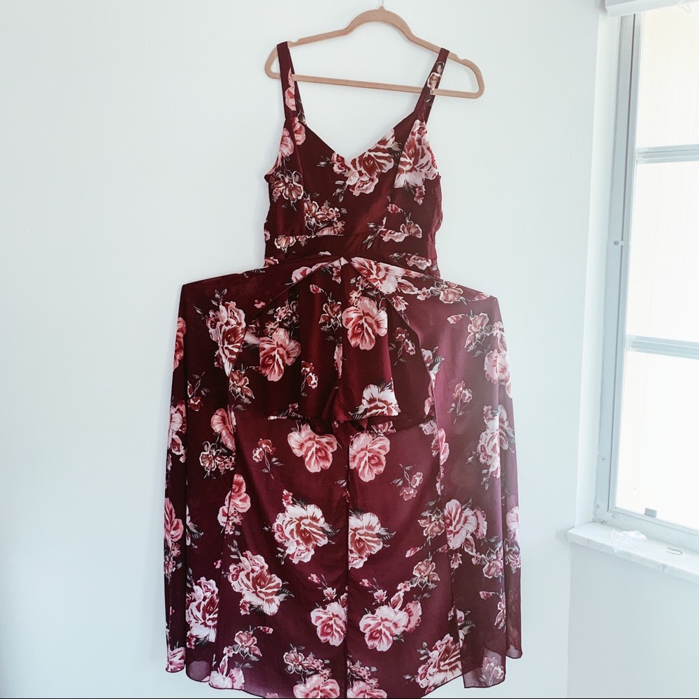 Maroon Floral hi/low romper